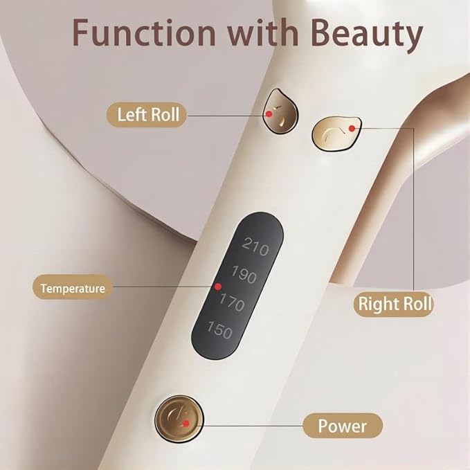 Automatic Hair Curling Iron 28mm Hair Curler Negative Ion Automatic Curl Wand 4 Modes Temperatures Rotating Curling Iron for Women (White)