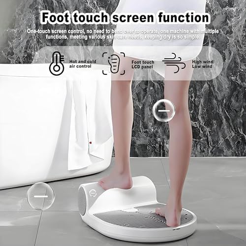 1350W Negative Ions Body Heater Blow Dryer - Waterproof IPX7 Foot Touch Screen Hair Dryer for After Shower Ideal for Bathrooms Hotels &amp Gyms No Scale Build-Up