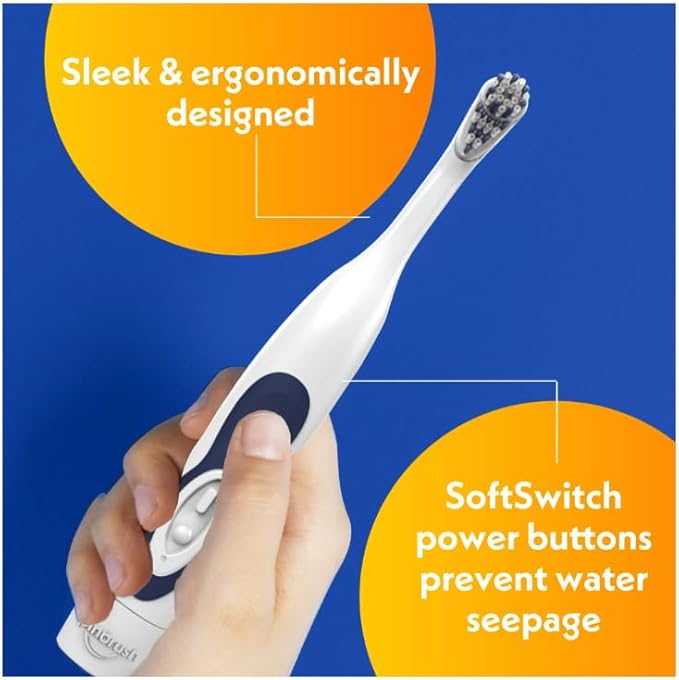 Spinbrush Simply Battery Powered Toothbrush – Medium Bristles Oscillating Head 4500 Sweeps/Min Ergonomic Handle Electric Toothbrush for Adults