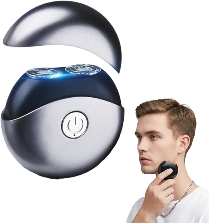 Portable Multifunctional Electric Shaver USB Mini Shavers for Men Rechargeable Electric Mini Portable Razor Washable Double Head Razor Waterproof Compact Electric Shaver for Home Travel (Silver)