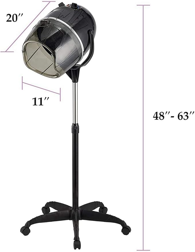 Beautystyle Professional Hair Dryer Stand Bonnet Portable Height Adjustable Hair Dryer Hooded with Rolling Base