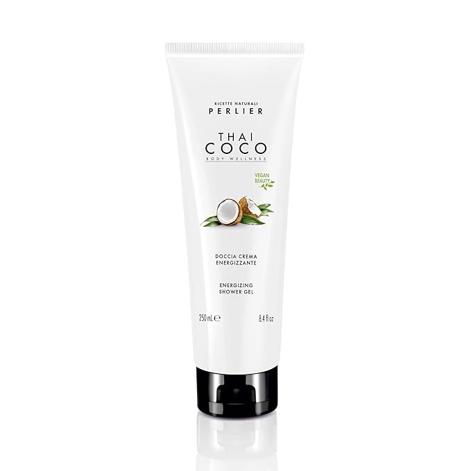 Perlier Thai Coco Energizing Shower Gel 8.4 oz Tropical Coconut Scent pH Balanced &amp SLS-Free Cleanser Hydrating Vegan Formula Refreshing Body Wash