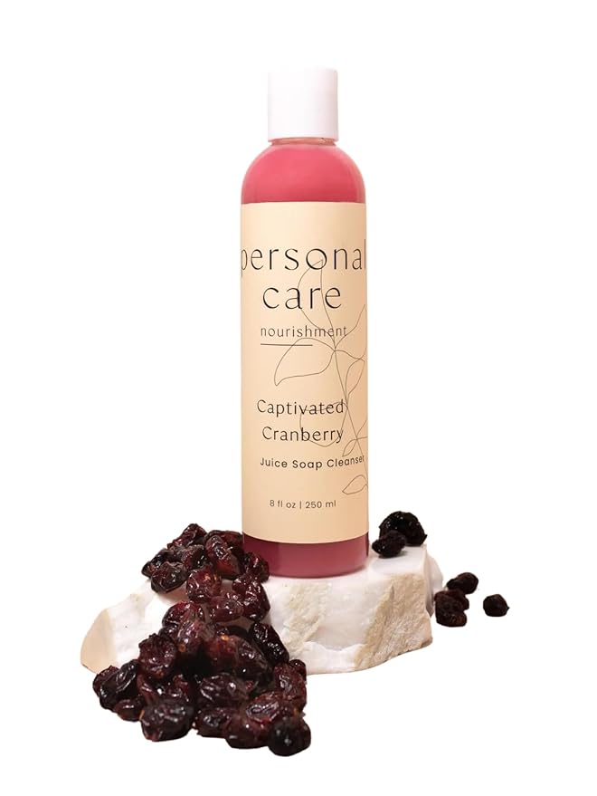 Cranberry Juice Body Wash – Organic Fruit-Infused Liquid Soap with Olive Oil Coconut Oil &amp Decyl Glucoside – Hydrating Non-Drying Sulfate-Free – 8oz – Juice Body Soap