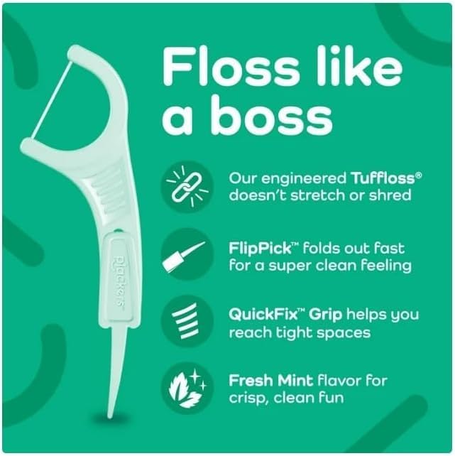 (3 Pack) Pl-Ackers Micro Mint Dental Floss Picks Fresh Mint ~ (300 Count)
