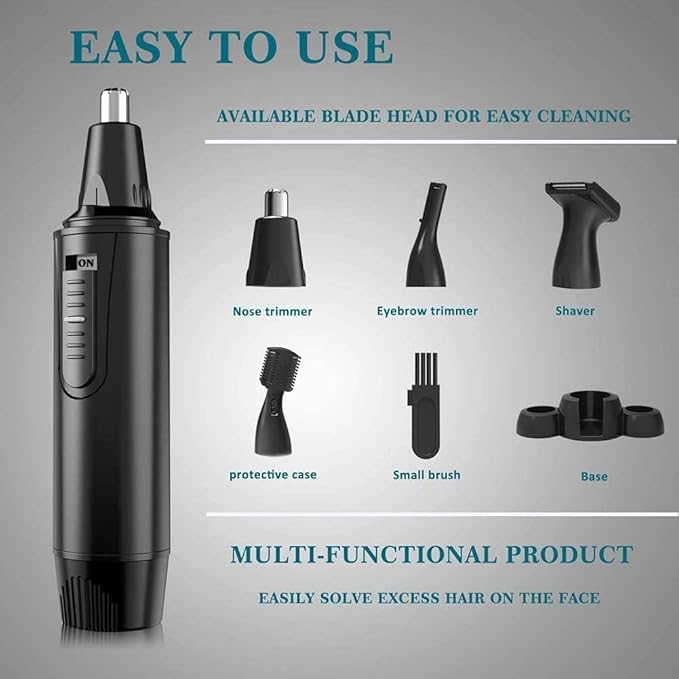 Nose Hair Trimmer-Professional Painless Ear and Nose Hair Trimmer for Men and Women Waterproof Dual Edge Blades for Easy Cleaning 3 in 1 Ear Nose Eyebrow and Facial Trimmer