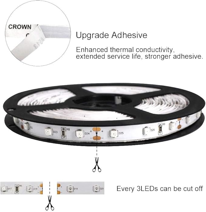 5M/16.4ft SMD2835 300LEDs Near Infrared 940nm NIR Single Chip DC12V 24W Flexible IR LED Strips Light Non-Waterproof 8mm Wide 60LEDs/M 4.8W/M Light Strip