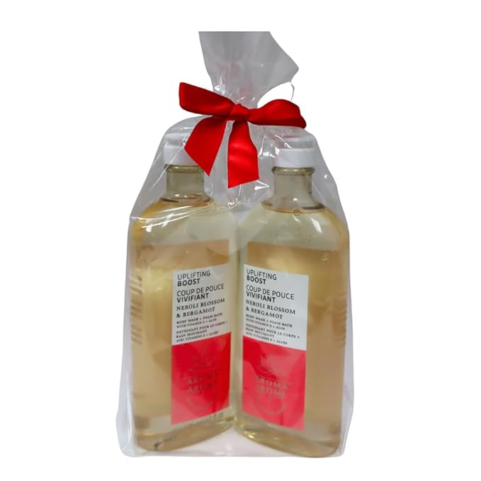 Bath &amp Body Works NEROLI BLOSSOM &amp BERGAMOT Body Wash Gift Set with a Red Bow for Holidays &amp Gifts - Pack of 2