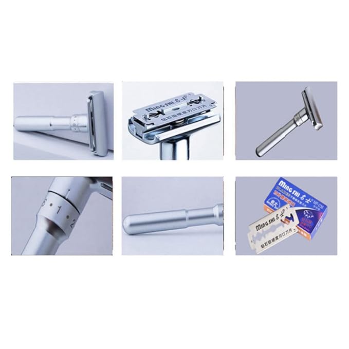 BESTYASH 3pcs Men Shaving Kit Manual Razor Double-sided Beard Shaper Razor Blades Adjustable Shaving Machine