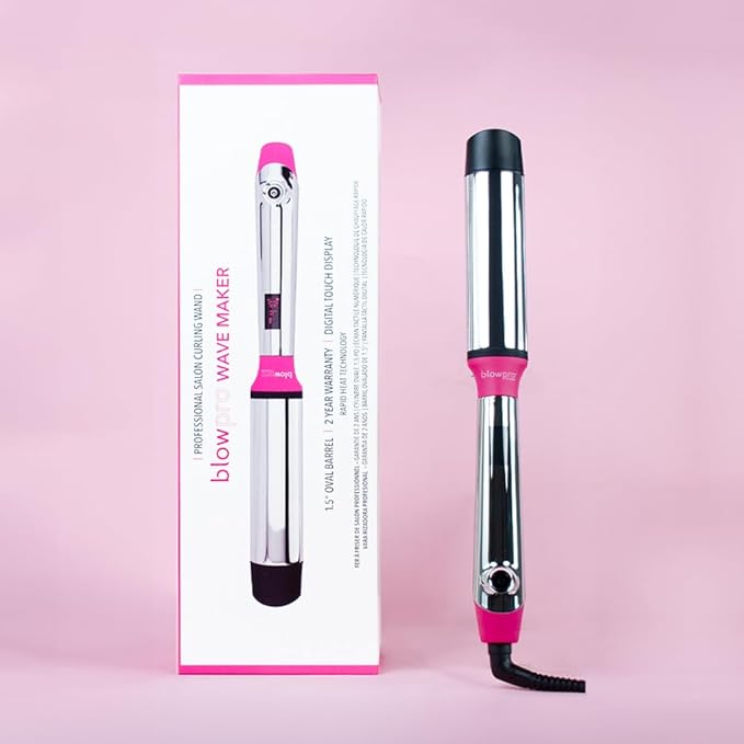 blowpro Professional Salon Wavemaker 1.5 Oval Titanium Barrel Rapidly Heats to Max Temp in 60 Seconds 3 Preset Temp Options Easily Creates Gorgeous S Shaped Waves or Even Classic Soft Curls