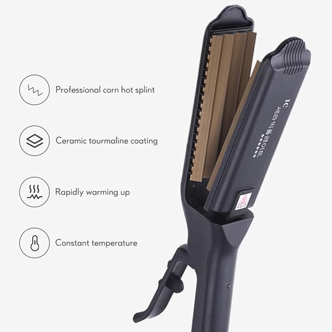 Pro Big Hair Crimper Corrugated Iron Hair Waver Fluffy Hair Straightener Curling Iron Titanium Ceramic Flat Crimping Iron Plate