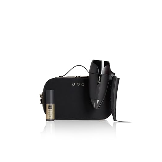 ghd Flight+ Travel Hair Dryer Power Couple ― 1300w Lightweight Powerful and Compact Blow Dryer (Black) with Bodyguard Travel Heat Protection Spray for Hair (1.7 fl. oz.)