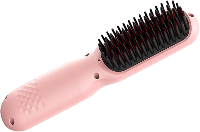 USB Rechargeable Hair Straightener Brush Fast Heating &amp 4 Temp Settings Anti-Scald Brush for Professional Home Constant Temperature Hair Tool