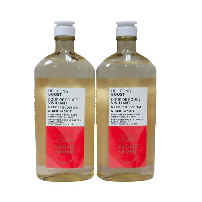 Bath &amp Body Works NEROLI BLOSSOM &amp BERGAMOT Body Wash Gift Set with a Red Bow for Holidays &amp Gifts - Pack of 2
