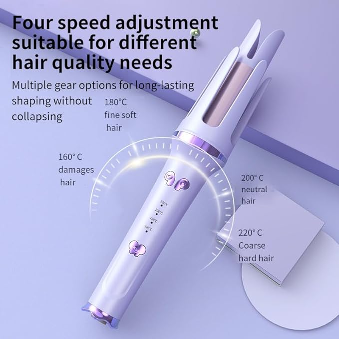 Automatic Rotating Curling Iron 1 Inch Hair Curler with 3 Temps &amp Timer Fast 10S Heating 2-Way Rotation Ceramic Ionic Anti-Scald &amp Anti-Tangle Wand Dual Voltage 30 Min Auto Shut-Off