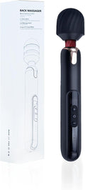 Cordless Electric Back Massager Long Handle Big Handheld Muscle Massager Rechargeable with Multiple Speed Settings Black