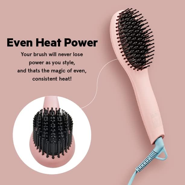 FLOWER BEAUTY Ceramic Straightening Brush - Black 4 Heat Settings for Smooth Frizz-Free Straight Hair - All Hair Types