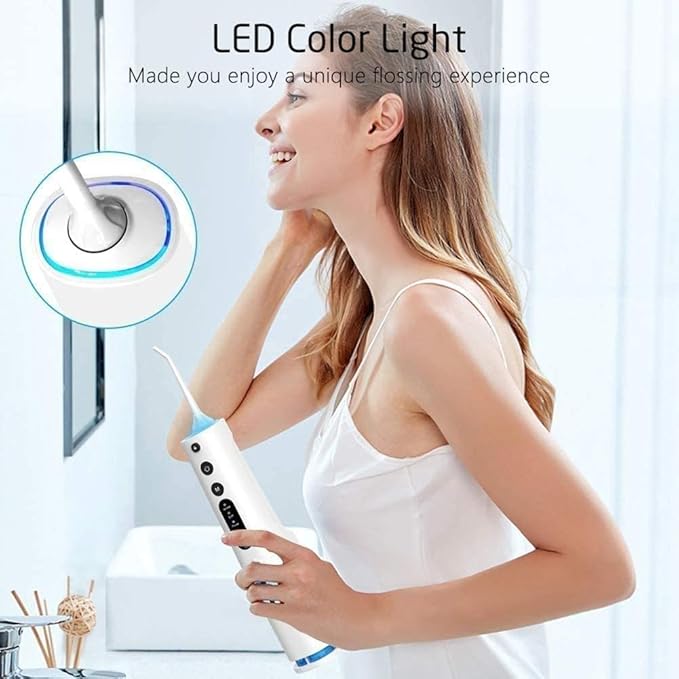 Water Flosser Cordless Teeth Cleaner Dental Oral Irrigator Power Dental Flossers IPX7 Waterproof Teeth Cleaner with 4 Cleaning Modes Detachable Water Tank for Home Travel (Black)