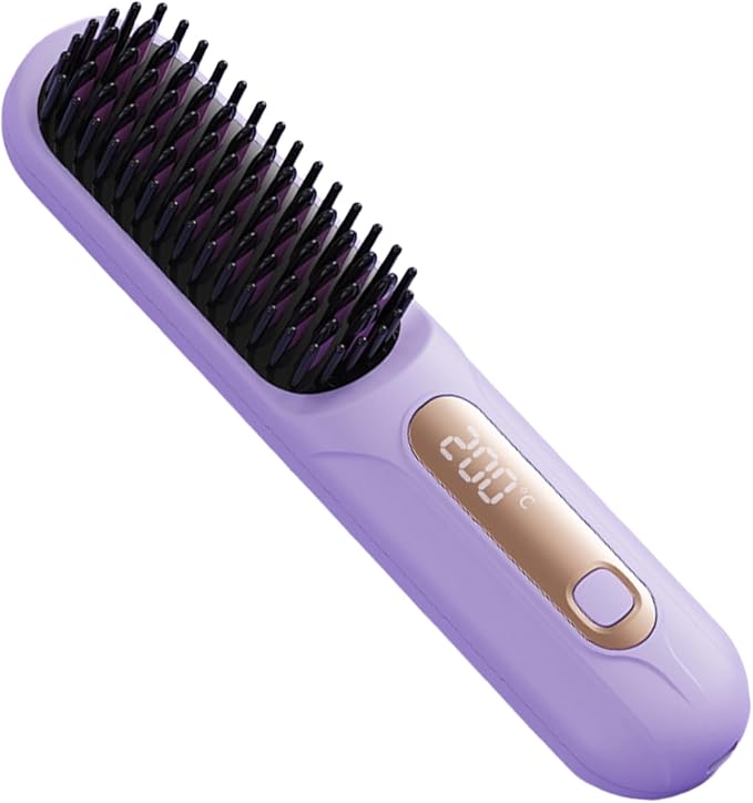 Cordless Hair Straightener – 3 Temps LED Portable Styling Tool Pink Purple 18.5x4cm ABS Cermet Build 2600mAh 220V | Travel Salon Women Girls Party Business Outdoor Curling Accessory