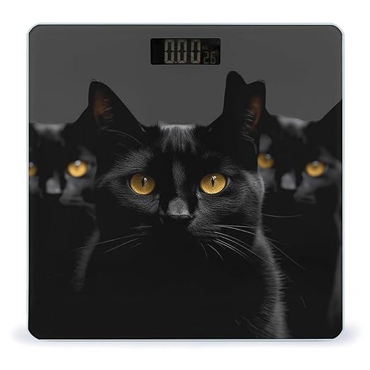 Black Cats Eyes Weight Scale for Body Weight Digital Bathroom Scale High Capacity Accurate Digital Weighing Scales and Easy-to-Read on Backlit LCD Display Scales