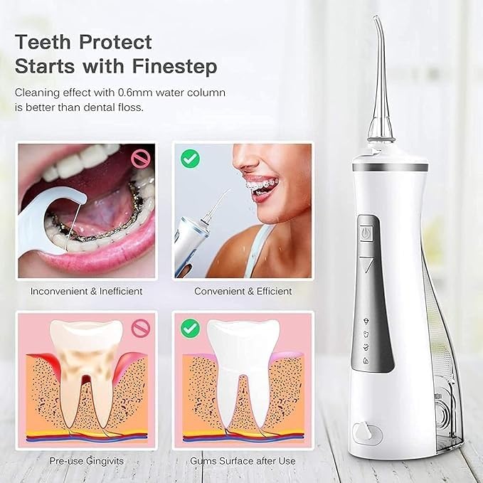 Water Flosser Cordless for Teeth 250ML Professional Dental Oral Irrigator Portable and Rechargeable IPX7 Waterproof Powerful Battery Life Teeth Cleaner for Home Travel Braces and Bridges Car