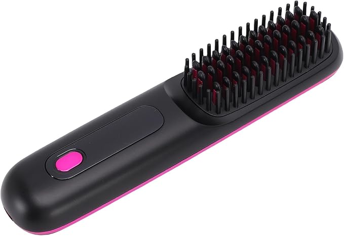 Asixxsix Asixxsix Hair Straightener Brush 20s Fast Heating Cordless Straightening Brush Portable Hair Straightener with LCD Display and 3 Temperature Settings for Women (Purple) (Black)