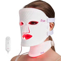 Red Light Therapy Mask for Face and Neck 7 Colors with NIR Led Face Mask Light Therapy with Eye Protection and Remote Rechargeable Ergonomic Design for True Anti-Aging Skincare at Home White