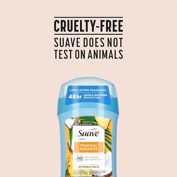 Suave Deodorant for Women Tropical Paradise 24-Pack – Invisible Solid Antiperspirant Deodorants 48H Protection 1.2 Oz Ea