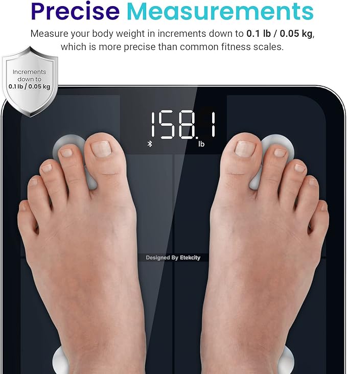 Etekcity Smart Food Nutrition Scale 11 Pounds-Large 304 Stainless Steel &amp Smart Scale for Body Weight Accurate to 0.05lb (0.02kg) Digital Bathroom Weighing Machine 400lb