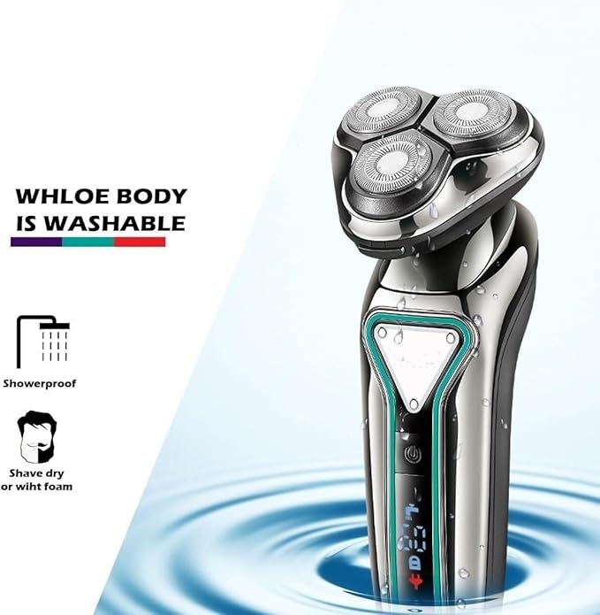 Electric Shavers for Men Wet Dry Waterproof Electric Shaver for Men Wet Dry Beard Electric Razor Facial Shaving Machine Rechargeable LCD