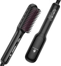 MiroPure Hair Straightener Brush with Plasma Technique Ceramic Straightening Brush with 16 Temp Settings 30s Fast Heating Hair Straightener Comb for Women with LED Display &amp Dual Voltage Black