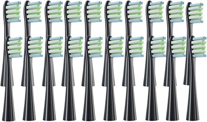 20PCS Replacement Brush Heads Compatible for Oclean Flow/X PRO Elite/X/One/Z1/F1Electric ToothbrushVacuum Sealed Bristle Heads(20 pcs Black)