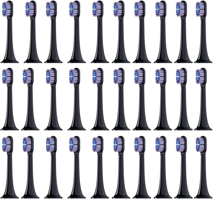 4/8/12/16PCS Compatible for XIAOMI MIJIA T700 Replacement Toothbrush Heads Sonic Electric Vacuum DuPon Soft Bristle Brush(Black purple-30pcs)