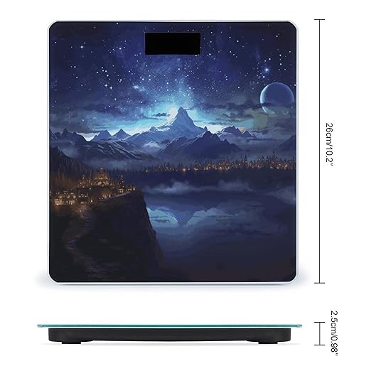 Fantasy Night Scene Digital Bathroom Scale for Body Weight with High Precision Digital Weighing Scale with BMI Clear LCD Display and Step-On Measures Weight Up to 180kg