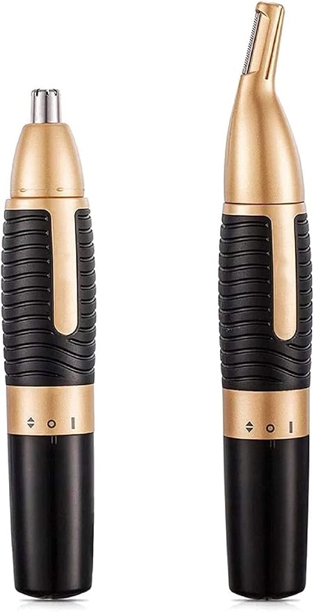 Nose Hair Trimmer Ear and Nose Trimmer Electric Professional Eyebrow Trimmer Nose Hair Remover with Removable Cutter Head for Men and Women Battery Powered(Gold)