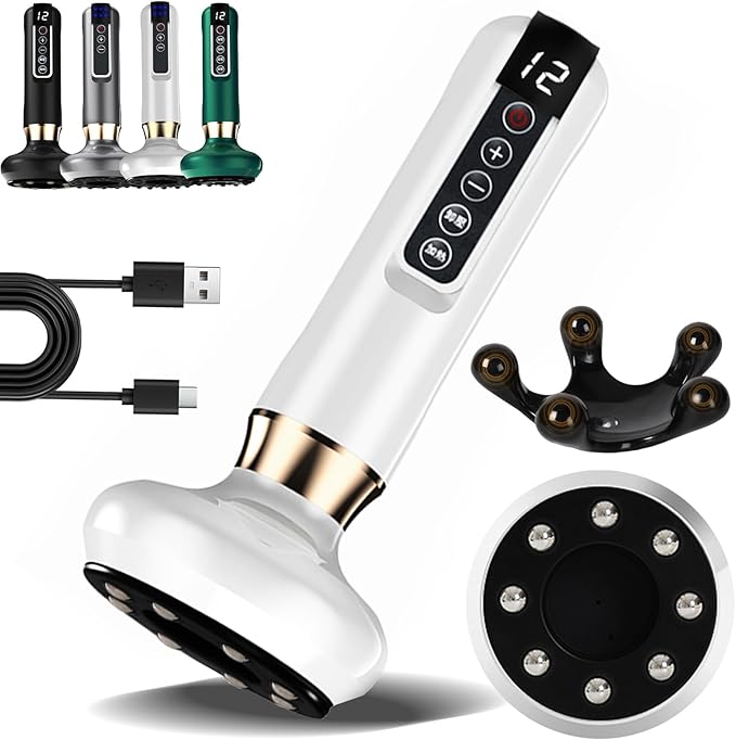 Anti Cellulite Massager Handheld Cellulite Massager 6/12 Suction Modes for Legs Belly Thighs Arms Butt (White12 Suction Levels)