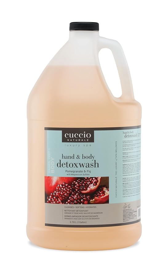 Cuccio Naturale Pomegranate &amp Fig Hand &amp Body Detox Wash – 1 Gallon (128 oz) Spa Size Luxury Cleanser Magnesium Sulfate Detox Formula Hydrating pH-Balanced Body Wash