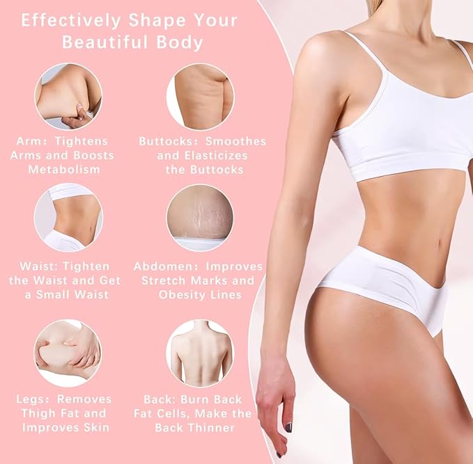 Clarigen Cellulite Massager - Handheld Body Sculptor for Belly Waist Arms Legs Butt - 3 Modes and 10 Adjustable Intensities White