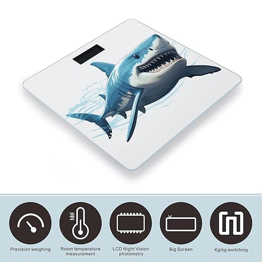 Blue Shark Bathroom ScaleHighly Accurate Digital Weighing Machine for People Bright LED Display Weight Scale for The Aldult Home Use