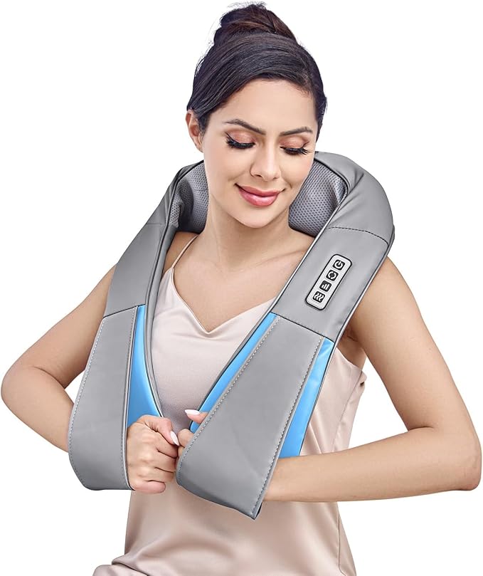 Shiatsu Neck and Back Massager with Heat Deep Tissue 4D Kneading Massage Pillow for Neck Back Shoulder Leg Body Muscle Pain Relief Use at Home Office Car