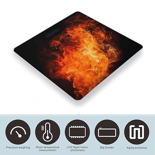 Roaring FlameScale for Body Weight with LCD High Precision Weighing Scales Fashion Sturdy Tempered Glass Weight Scales Easy-to-Read Digital Bathroom Scale for Daily 400lb