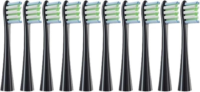 Replacement Brush Heads Compatible for Oclean Flow/X/X PRO/F1/ One/Air 2 Sonic Electric Toothbrush Blue Green Soft Bristle Nozzles(10 Black)