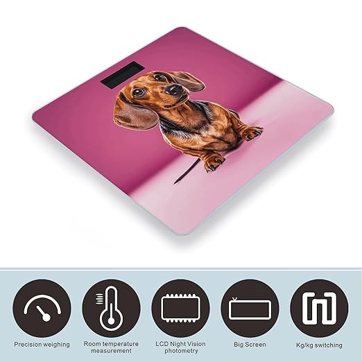Dachshund Weiner Dog Scale for Body Weight Sturdy Tempered Glass Weighing Scales with LCD Display Accurate Digital Bathroom Scale Convenient Body Fat Smart Scales Easy Read