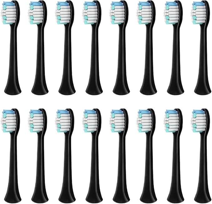 16pcs Electric Toothbrush HeadsCompatible for Sarmocare S100 S200 S600 S700 S800 S900 S710 S820 S910 Digoo DG-YS11(Black 16pcs)