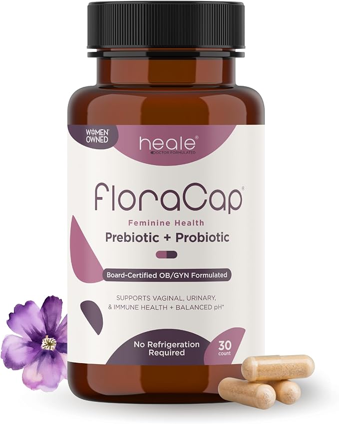 FloraCap Vaginal Probiotics for Women - 30 Oral Capsules - Heale Doctor Formulated Probiotics for Feminine Health pH Urinary Tract &amp Healthy Vaginal Flora - Reduce Odor Itching &amp Discomfor