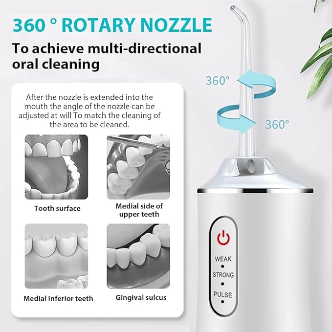 Generic Cordless Water Dental Flosser for Teeth Cleaning 220ml Tank 3 Modes 4 Jets IPX7 Waterproof