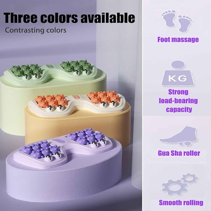 Portable Double Foot Massage RollerFoot Roller MassagerDual Feet Rollers Acupressure MassagerStress ReliefFeet Massage Tool for Travel Home Office (Purple)