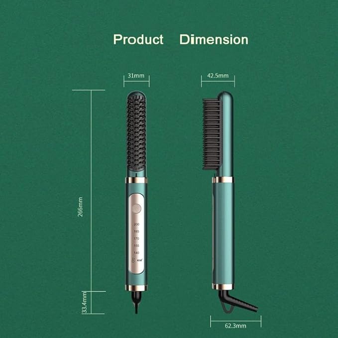 Generic Electric Professional Hair Straightener Brush Curling hot Comb Green