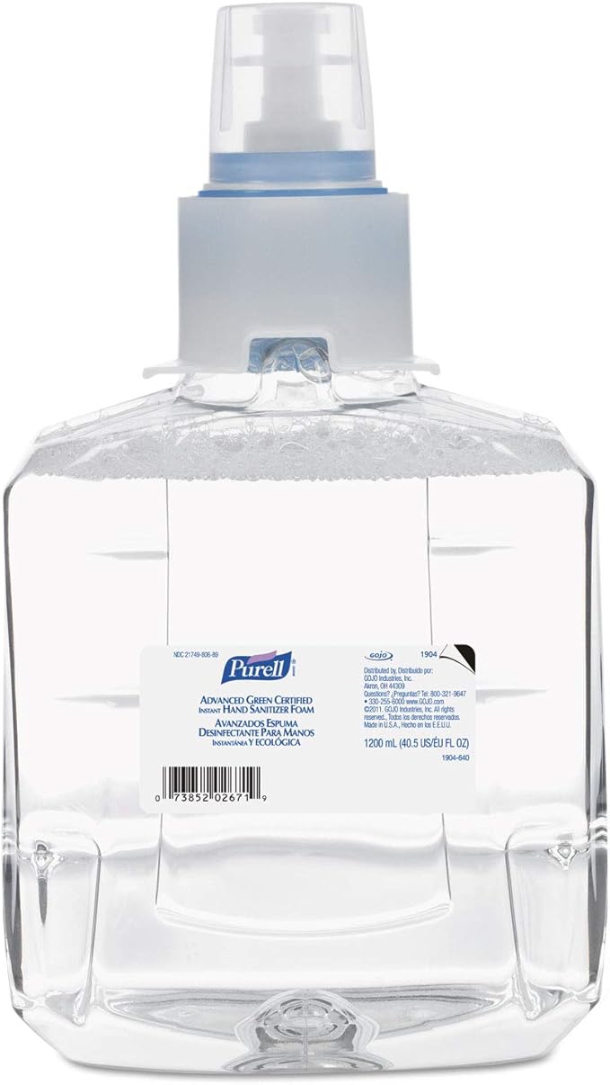 Purell 190402CT Advanced Green Certified Hand Sanitizer Refill 1200mL FragFree 2/Carton