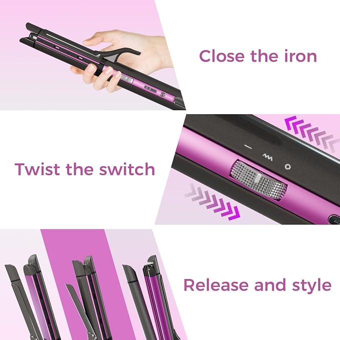 3 in 1 Hair Straightener Curling Iron Flat Iron &amp Hair Crimper Tool – Ceramic Plates Dual VoltagePRITECH Professional Hair Tool Fast Heating Hair Styling Tool for Women Salon or Travel Use