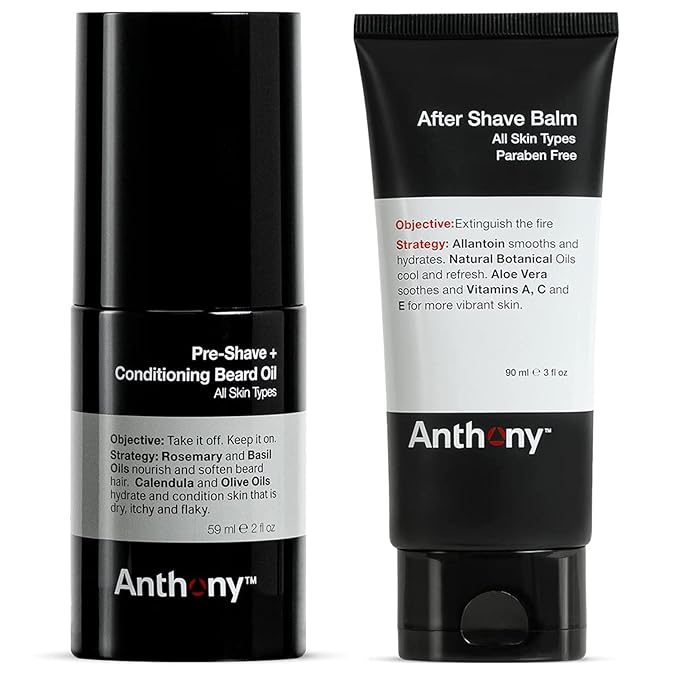 Anthony Pre-Shave and Conditioning Beard Oil 2 Fl Oz After Shave Balm for Men 3 Fl Oz